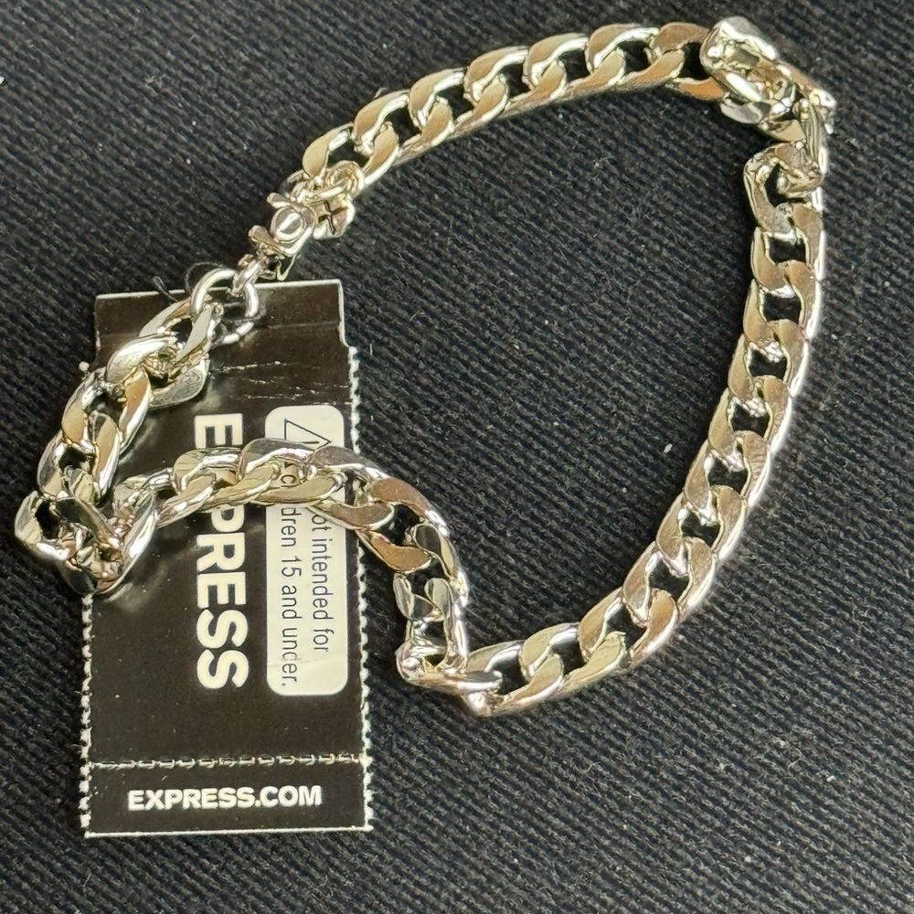 Express Silver Tone Link 8 inch Push Turn Clasp Bracelet